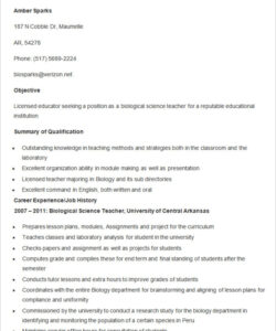 Biology Teacher Resume Template Pdf