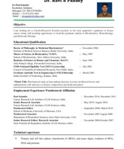 Blank Assistant Professor Fresher Resume Template  Sample