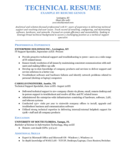 Blank Entry Level Technical Support Resume Template Doc