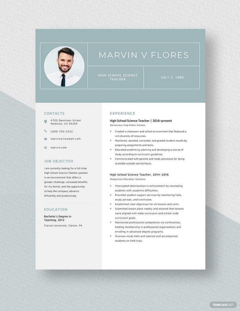 Blank High School Teacher Resume Template Doc Sample