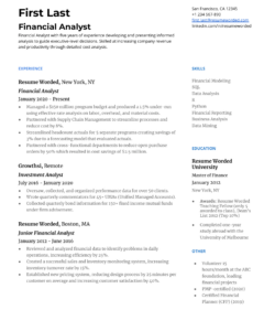 Blank Senior Financial Analyst Resume Template Word Sample