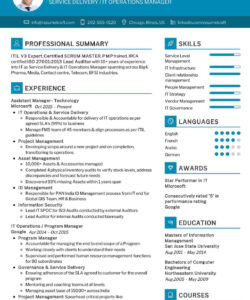 Blank Senior Operations Manager Resume Template Pdf