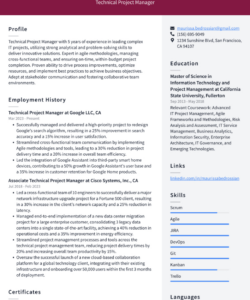 Blank Technical Project Manager Resume Template