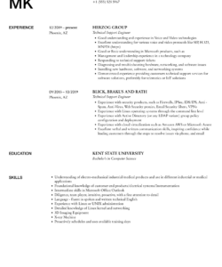 Blank Technical Support Engineer Resume Template