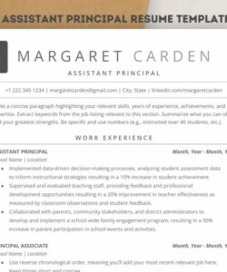 Custom Assistant Principal Resume Template Excel