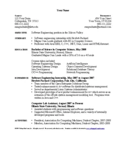 Custom Computer Science Internship Resume Template  Sample