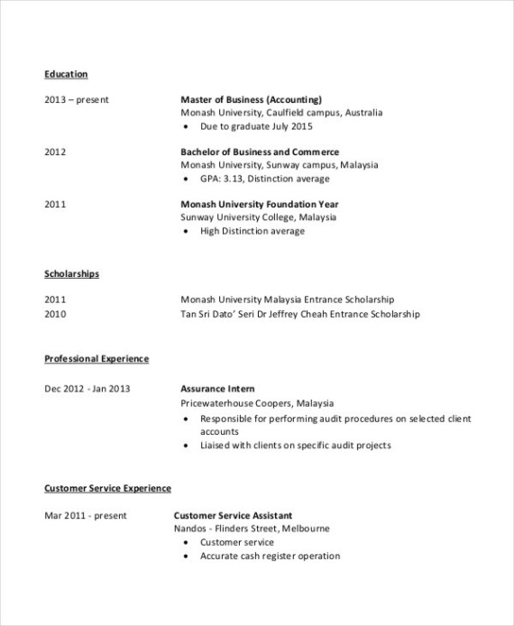 Custom Junior Accountant Resume Template Doc