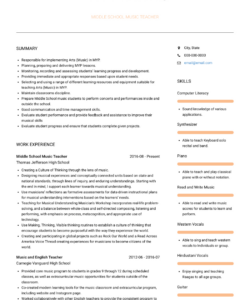 Custom Music Teacher Resume Template Word