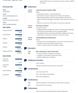 Custom Preschool Teacher Resume Template Excel