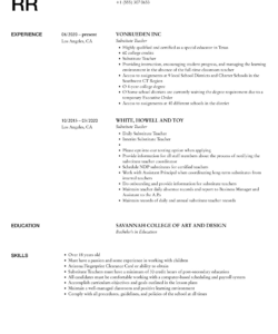 Custom Substitute Teacher Resume Template