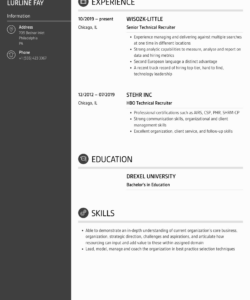 Custom Technical Recruiter Resume Template Doc