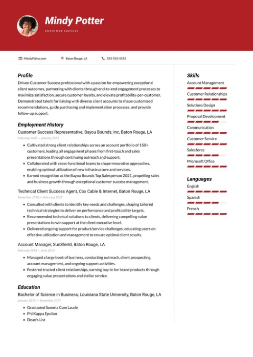 Customer Success Manager Resume Template Word
