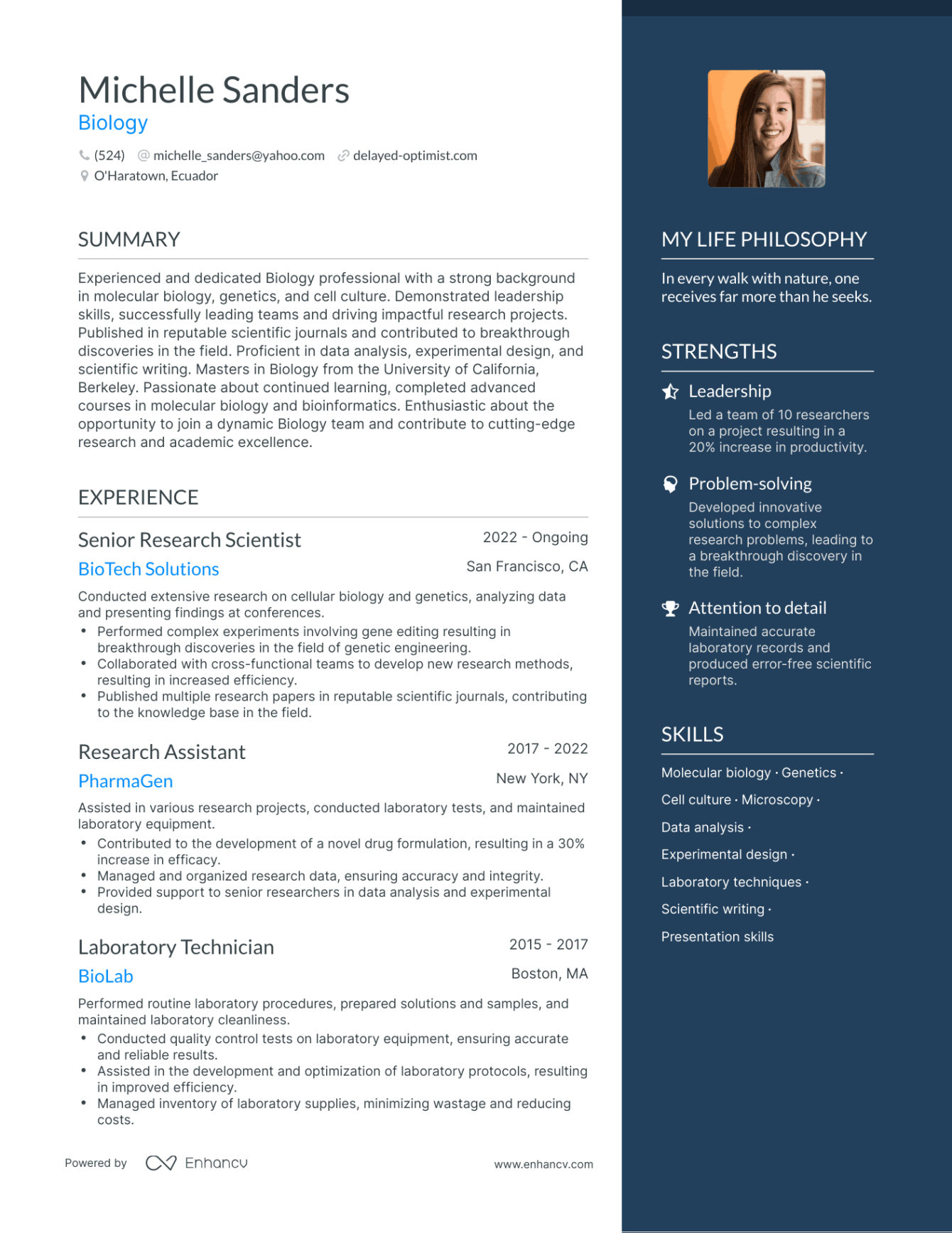 Editable Biology Teacher Resume Template Word