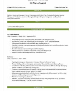 Editable Emergency Room Nurse Resume Template Pdf Sample