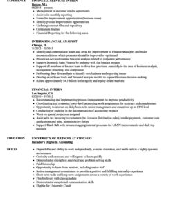 Editable Finance Internship Resume Template Word Sample