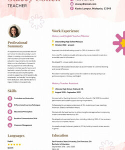 Editable Private School Teacher Resume Template Excel