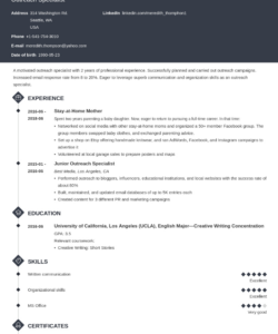 Editable Stay At Home Mom Resume Template