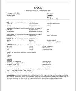 Editable Technical Theatre Resume Template Doc