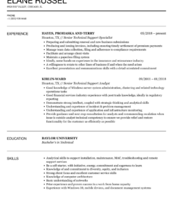 Entry Level Technical Support Resume Template  Sample