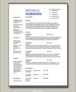 Free  Art Teacher Resume Template Excel