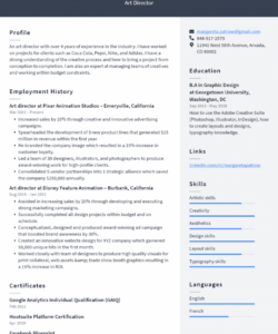 Free Blank Art Director Resume Template  Sample