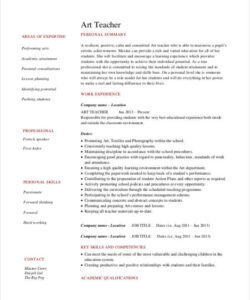 Free Blank Art Teacher Resume Template