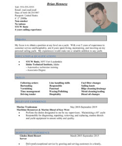 Free Blank Yacht Crew Resume Template