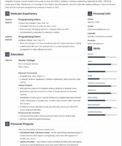 Free Custom Computer Science Internship Resume Template