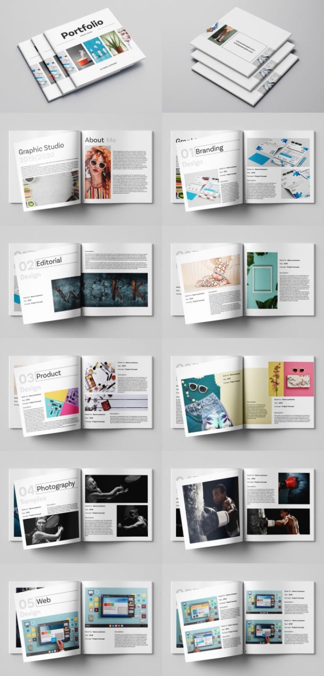 Free Custom Graphic Design Portfolio Template Doc