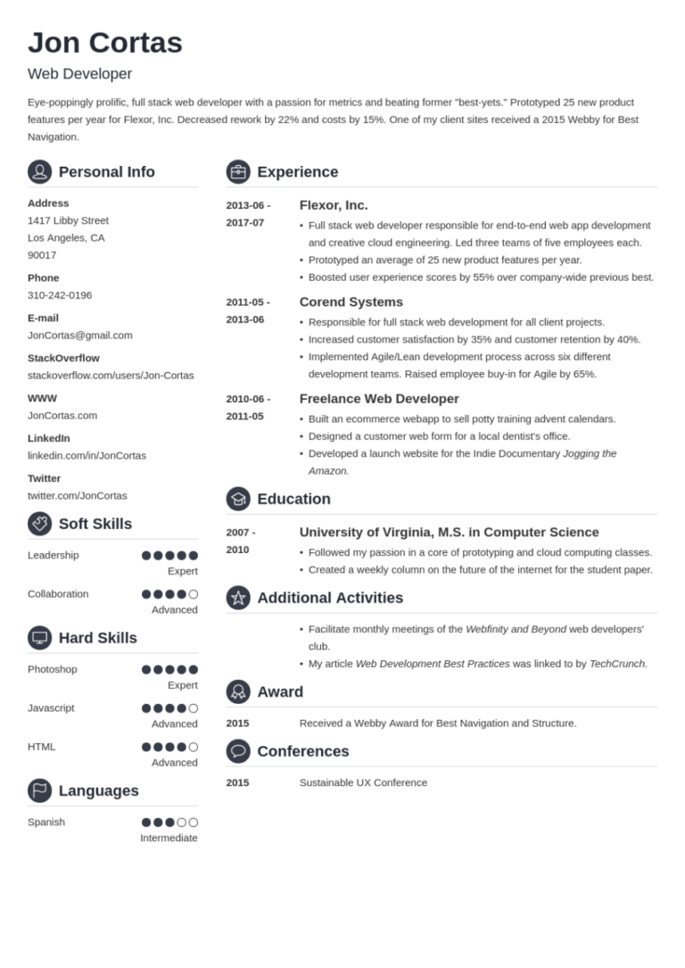 Premium Web Developer Resume Template
