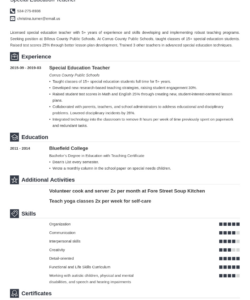 Free Custom Special Education Teacher Resume Template  Sample