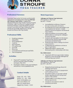 Free Custom Yoga Teacher Resume Template Pdf