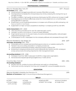 Free Editable Junior Accountant Resume Template Excel