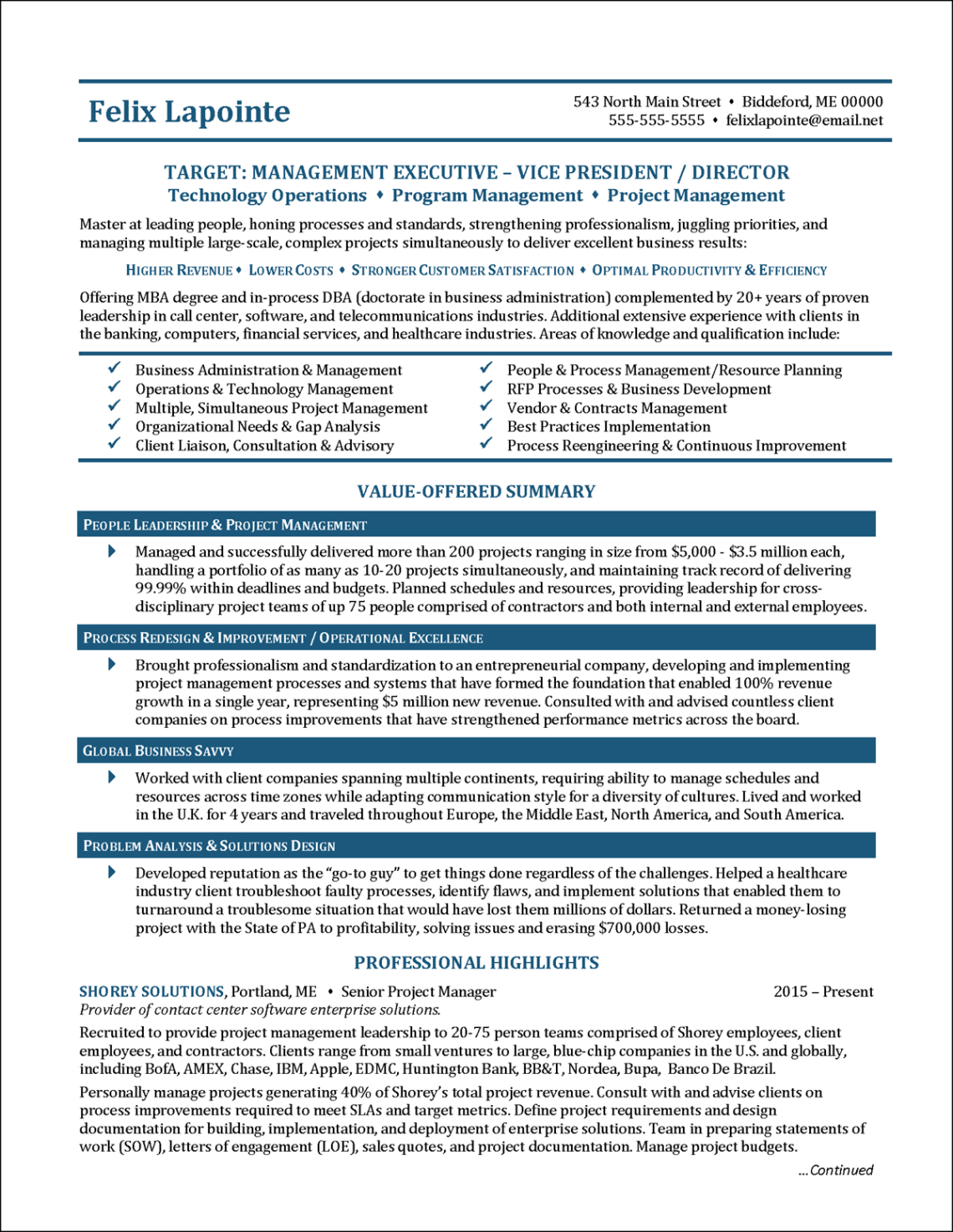 Free Editable Technical Program Manager Resume Template