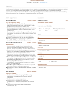 Free Editable Technical Recruiter Resume Template Word