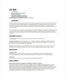 Free Editable Technical Writer Resume Template Doc