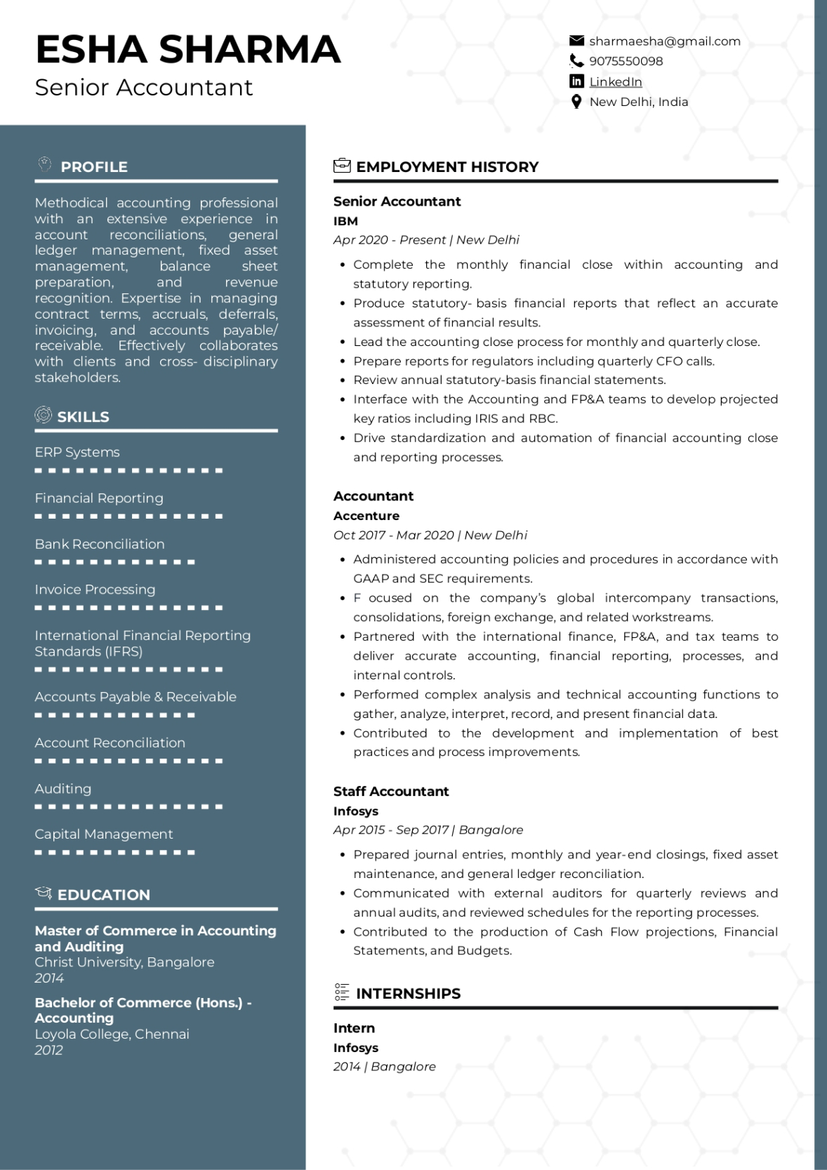 Free  Fresher Accountant Resume Template