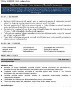 Free  Fresher Civil Engineer Resume Template  Sample