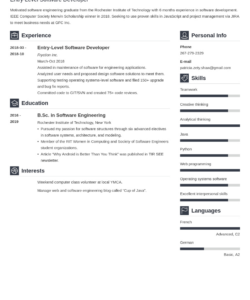 Free  Fresher Software Engineer Resume Template Doc Sample