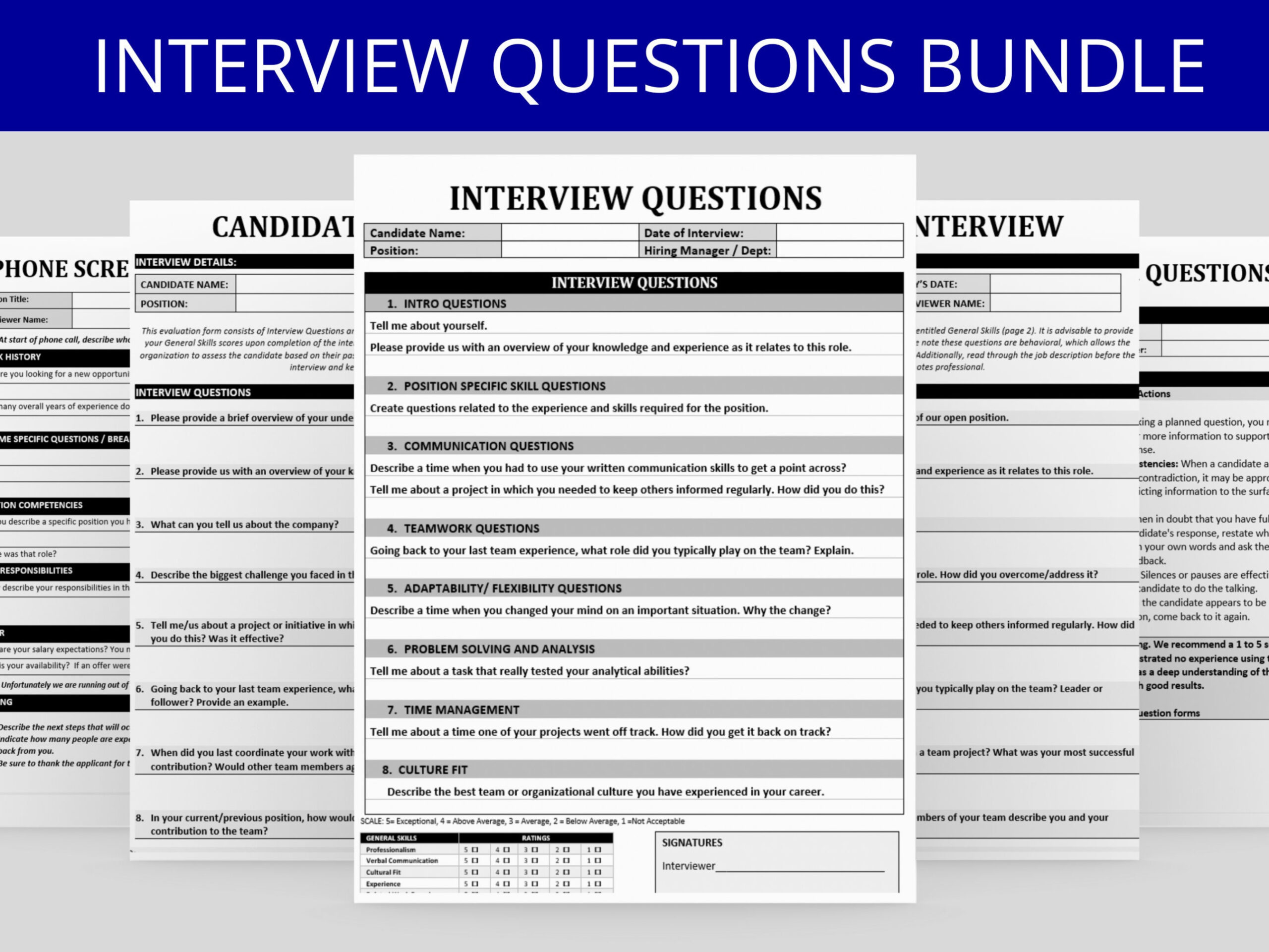 free interview questions template hr bundle interview question  etsy restaurant interview questions template pdf