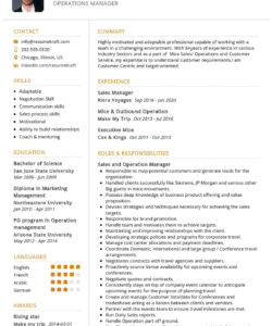 Free Printable Senior Operations Manager Resume Template Word Sample