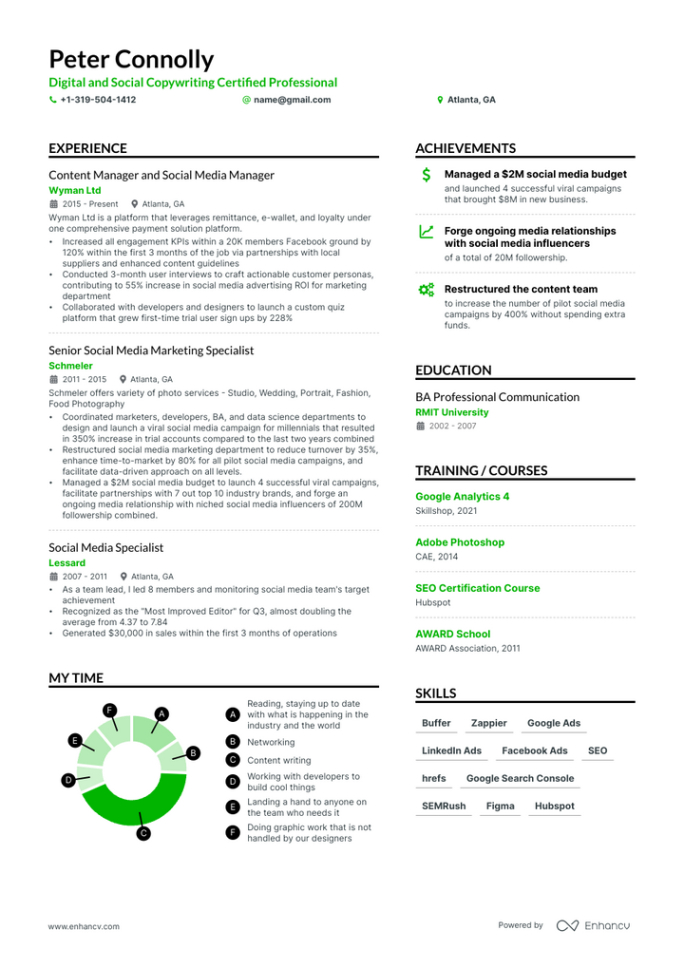 Free Printable Social Media Manager Resume Template Doc Sample