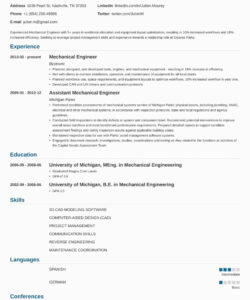 Fresher Mechanical Engineer Resume Template Doc