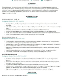 Nursery Teacher Resume Template Excel