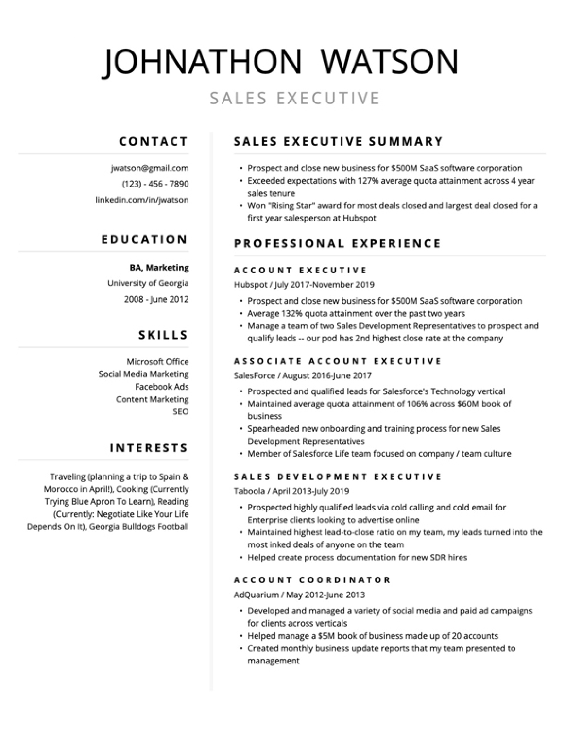 Outdoor Professional Guiding Resume Template Excel Sample