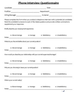 phone interview questionnaire  pdf download file customer service interview questions template pdf