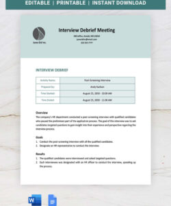 printable interview debrief meeting template in google docs word  download media interview briefing template