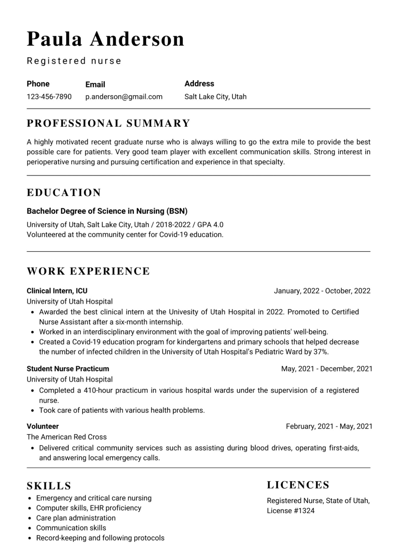 Printable New Graduate Registered Nurse Resume Template Word Sample Printable New Graduate Registered Nurse Resume Template Word Sample