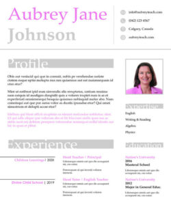 Printable Nursery Teacher Resume Template Excel Sample