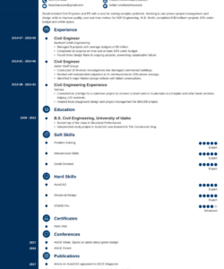 Printable Professional Civil Engineer Resume Template Word